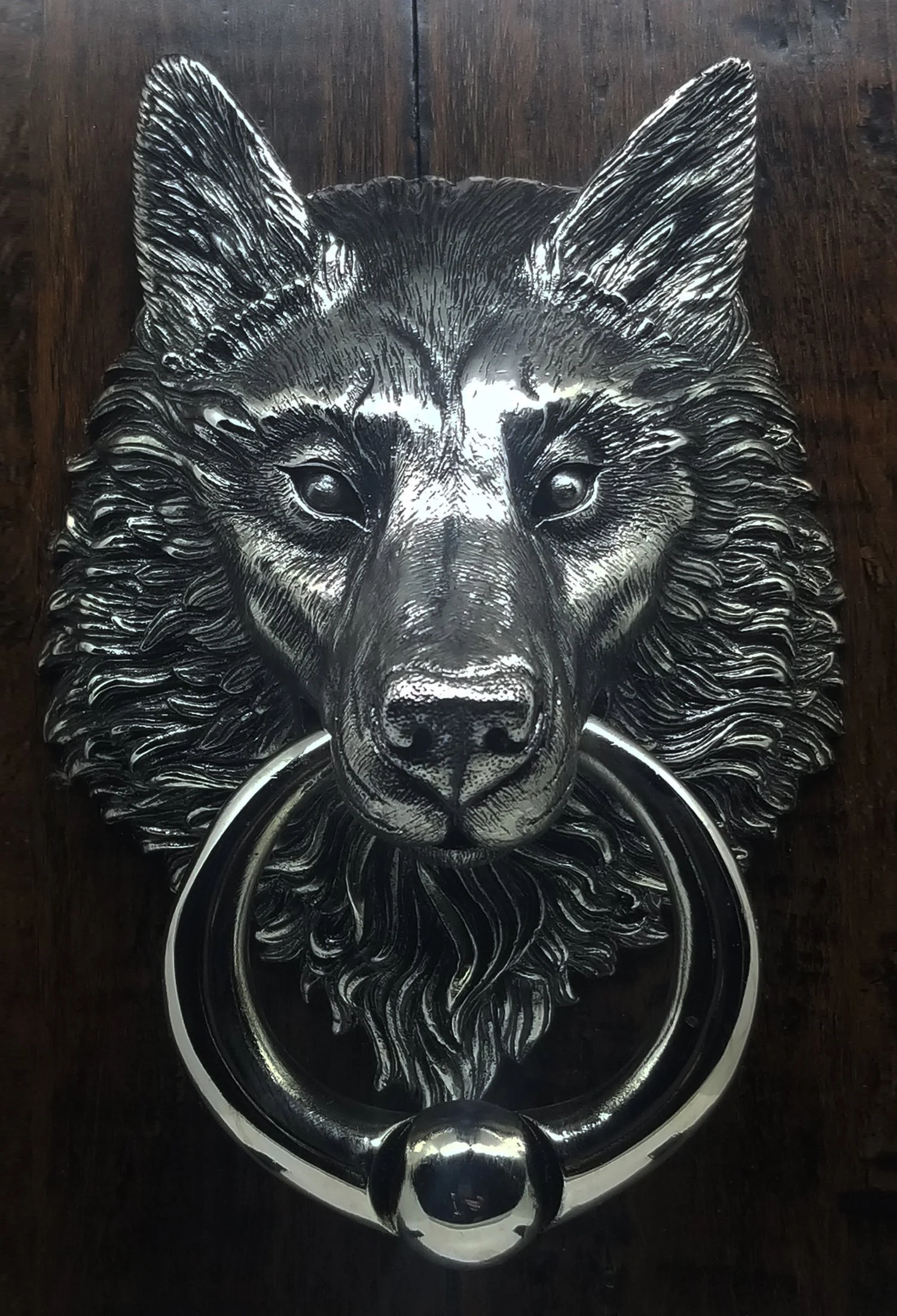 Wolf+Door+Knocker+Nickel+Gloss